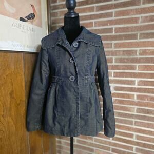 Vintage dELiA*s Y2K Pinstripe Denim Empire Waist Jacket Boho Coat Sz M